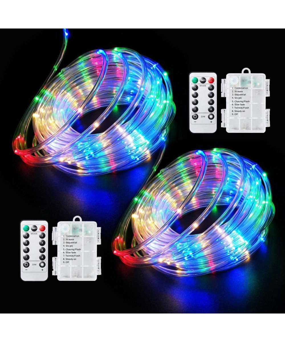 LED Rope Lights Battery Operated String Lights 40Ft 8 Modes Outdoor Decoration Lighting Fairy Lights Dimmable/Timer with Remo...