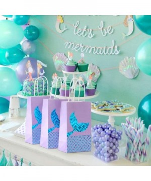 Mermaid Party Bags Mermaid Party Supplies Favors Mermaid Gift Bags Goodie Bag Glitter Treat Paper Bags for Kids Girls Mermaid...