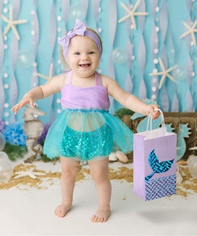 Mermaid Party Bags Mermaid Party Supplies Favors Mermaid Gift Bags Goodie Bag Glitter Treat Paper Bags for Kids Girls Mermaid...