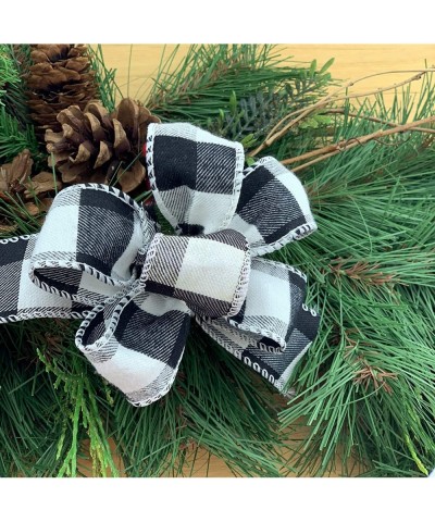 Black White Buffalo Plaid Ribbon - 1 1/2" x 10 Yards- Wired Edge Christmas Tree Ribbon- Rustic- Farmhouse- Wreath Decor- Craf...