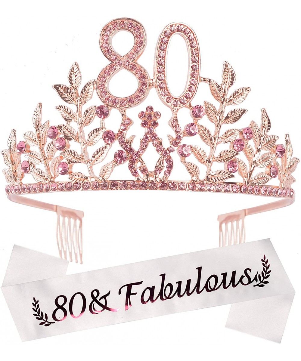 80th Birthday Gifts for Women- 80th Birthday Tiara and Sash- 80 Fabulous Sash and Crystal Tiara- 80th Birthday Decorations fo...