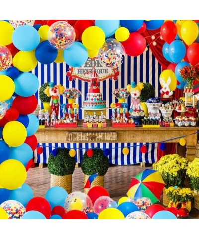 Carnival Circus Balloon Arch and Garland Kit - 105 Pack Red Blue Yellow Latex Balloons and Rainbow Multicolor Pre-Filled Conf...