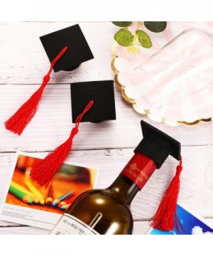 12 Pack Mini Graduation Caps Graduation Cap Bottle Toppers Bachelor Graduation Hat-Shaped Party Decorations Black (Red) - Red...