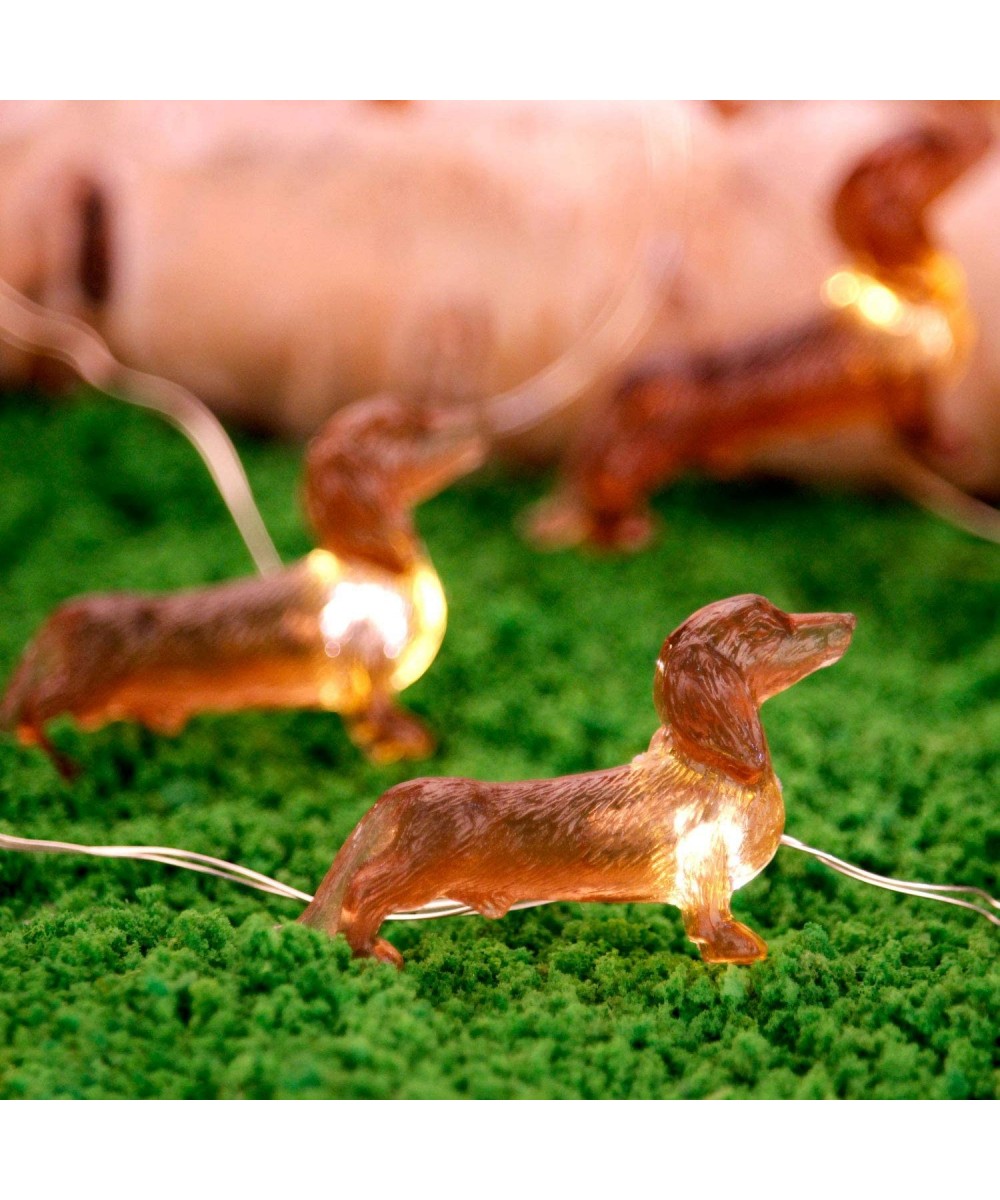 Pet Theme Decorative String Lights- 10ft 30 LED Dachshund Dog Twinkle Lights- USB Battery Operated with Remote for Indoor Cov...