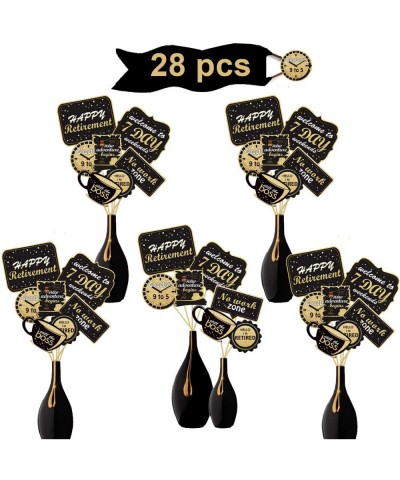 28 Pack Retirement Party Decoration Set Golden Retirement Party Centerpiece Sticks Glitter Table Toppers for Happy Retirement...