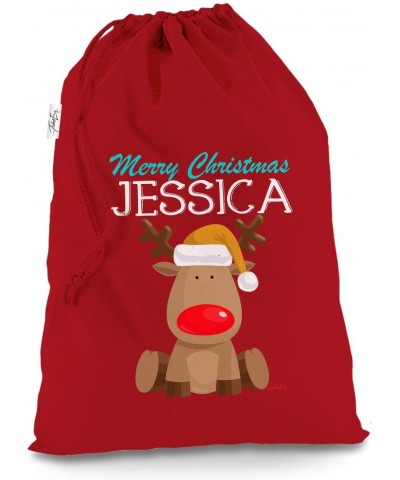 Personalised Xmas Red Nose Reindeer X-Large Red Christmas Santa Sack Gift Bag - Red - C212NFICIX6 $19.17 Stockings & Holders