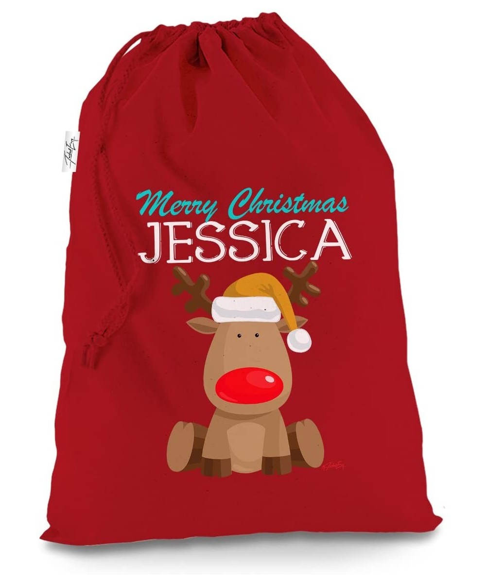 Personalised Xmas Red Nose Reindeer X-Large Red Christmas Santa Sack Gift Bag - Red - C212NFICIX6 $19.17 Stockings & Holders