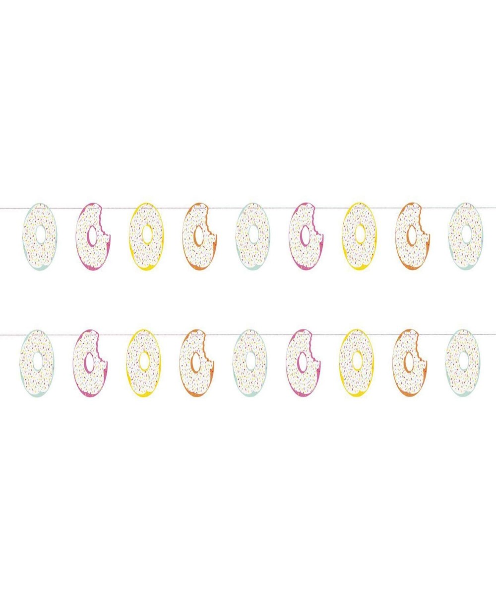Donut Party Supplies - Sprinkled Donut Cutout Banner Garland- 7 Feet Long (2 Pack) - Sprinkled Donut Cutout Banner Garland- 7...
