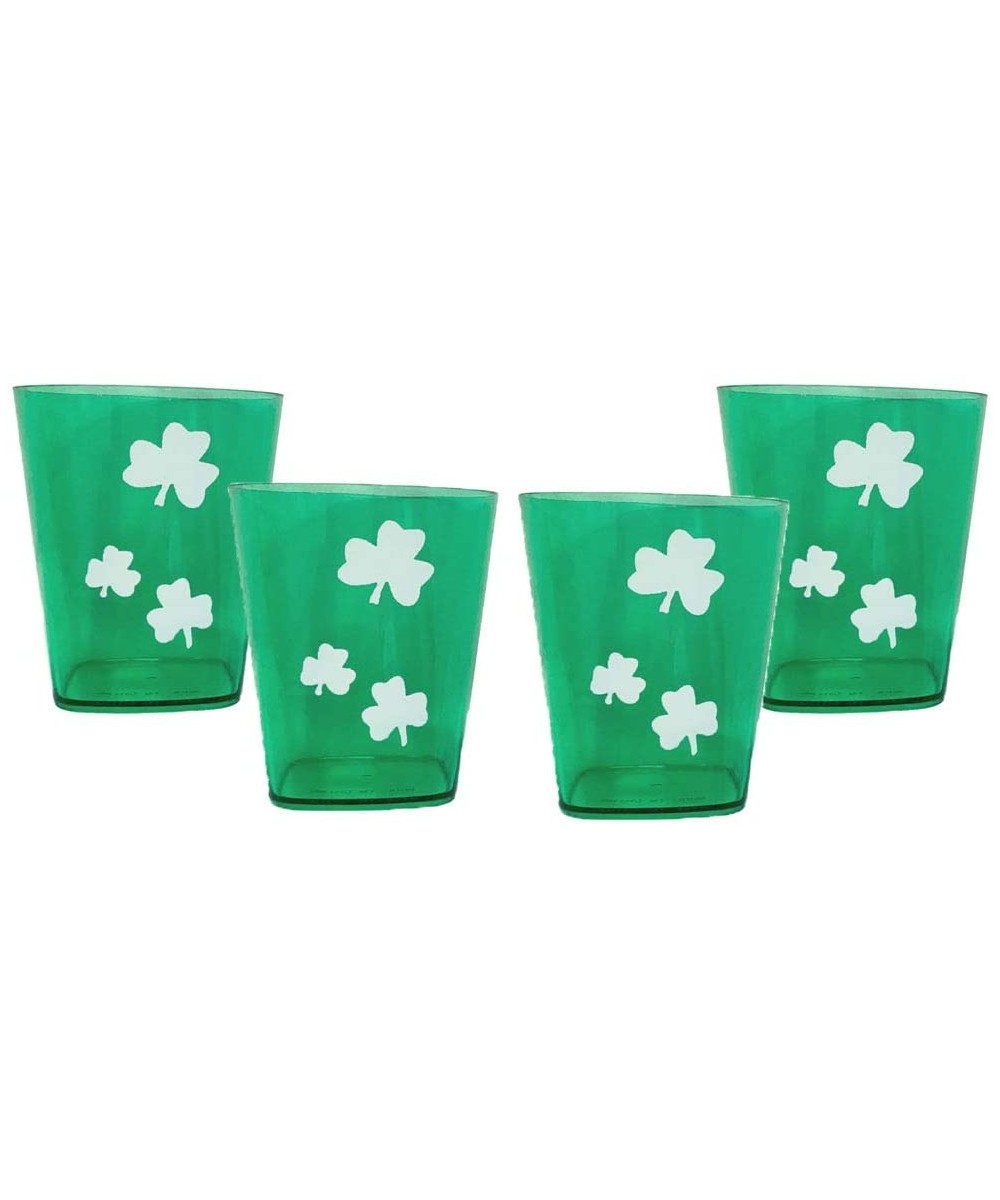 St. Patrick's Day Green and White Shamrock Shot Glasses - Plastic Mini Cups For Party Supply Favors or Cocktails Supply - Par...