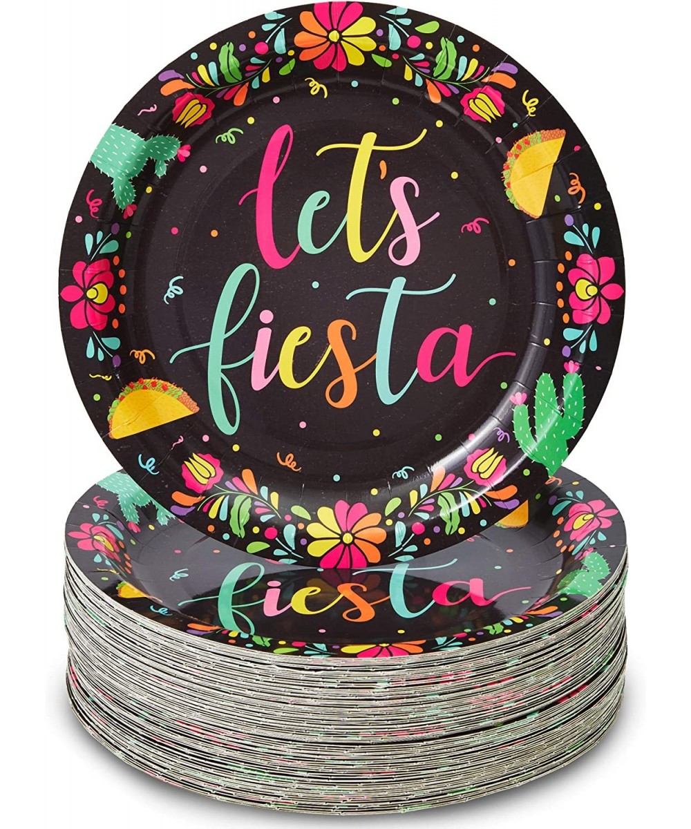 Let's Fiesta Paper Party Plates for Cinco de Mayo (Black- 9 Inches- 80 Pack) - CR194T7UCIK $9.66 Tableware