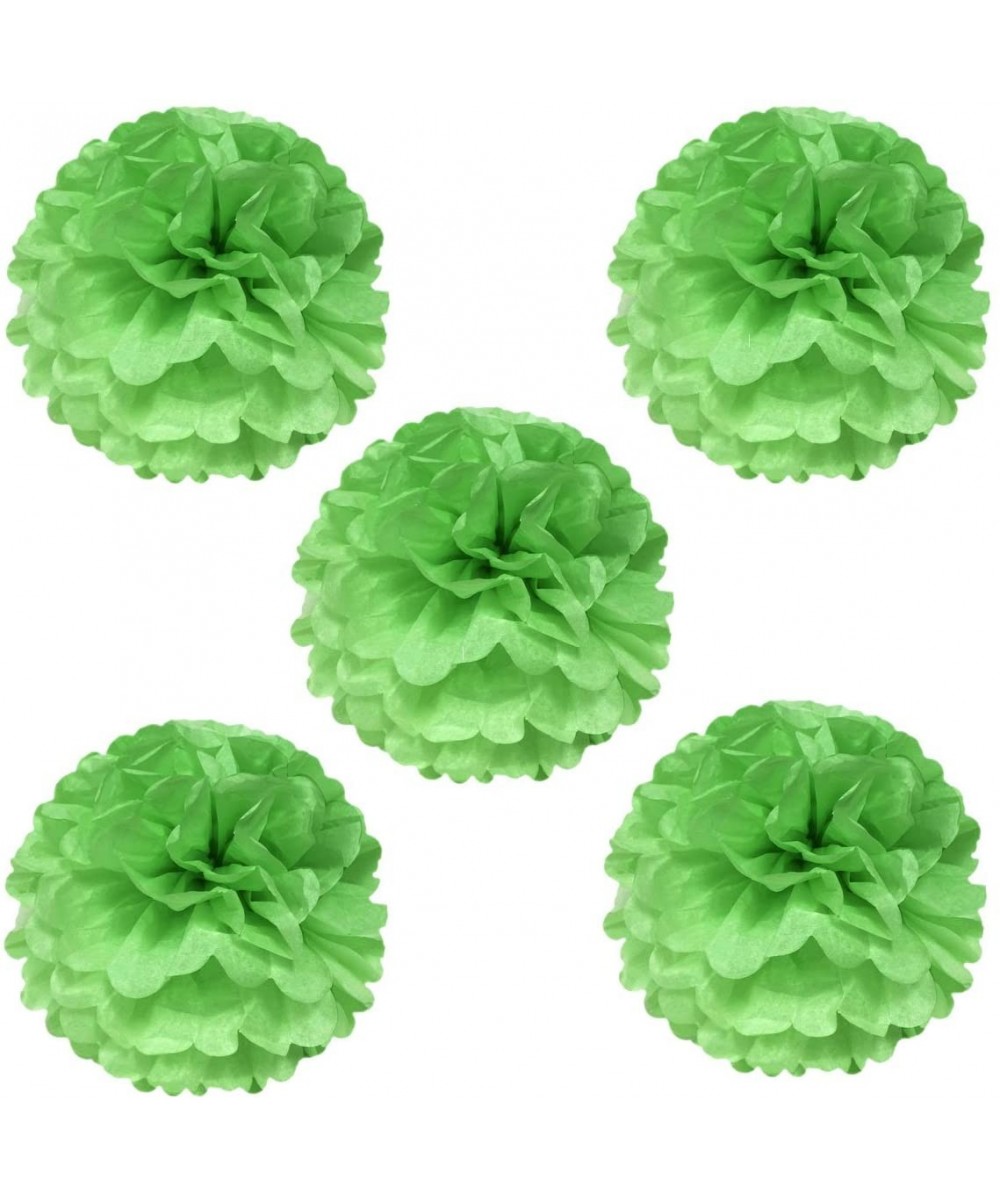 8" Set of 5 Tissue Pom Poms Party Decorations for Weddings- Birthday Parties Baby Showers and Nursery Décor- Lime Green - Lim...
