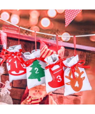 Christmas Calendar Advent Calendar 24 Days Christmas Countdown Calendar Hanging Felt Gift Bags for Christmas Party Home Decor...