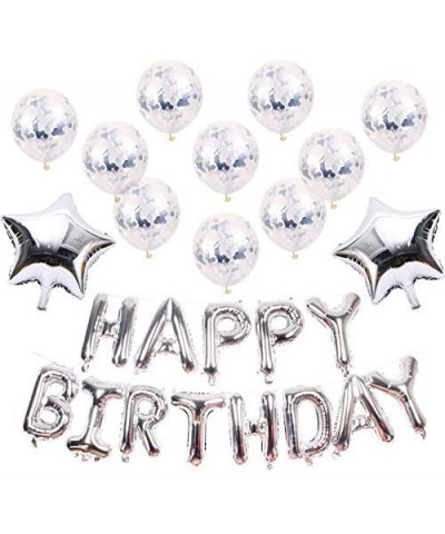 Happy Birthday Balloons Set -13pcs Letters Balloons 2pcs Giant Star Foil Balloons 10pcs Confetti Balloons Birthday Party Deco...