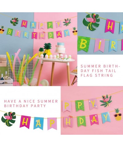 Summer Party Happy Birthday Banner Hawaiian Flamingo Pineapple Theme Luau Party Decorations SUNBEAUTY - C519CZM5XNK $6.01 Ban...