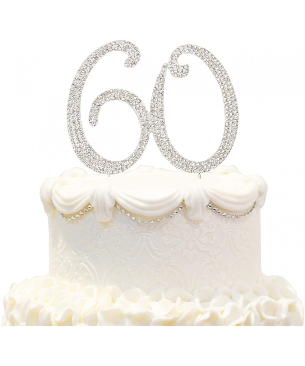 Bling Crystal 60 Birthday Cake Topper - Best Keepsake - 60th Party Decorations Silver - 60-silver - CW188RX058N $7.61 Cake & ...