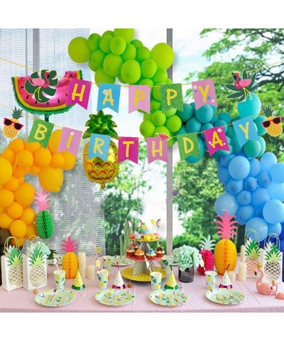 Summer Party Happy Birthday Banner Hawaiian Flamingo Pineapple Theme Luau Party Decorations SUNBEAUTY - C519CZM5XNK $6.01 Ban...