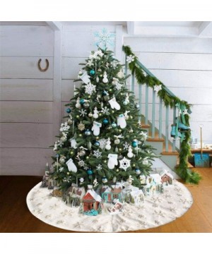 Christmas Tree Skirt-48 inches Large White Luxury Faux Fur Tree Skirt Christmas Decorations Holiday Thick Plush Tree Xmas Orn...