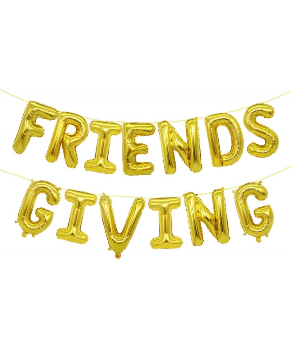 Friendsgiving Balloon Banners- 16 Inches Gold Foil Letter Balloons Decoration Backdrop for Thanksgiving Party- Gold - CM19DWN...
