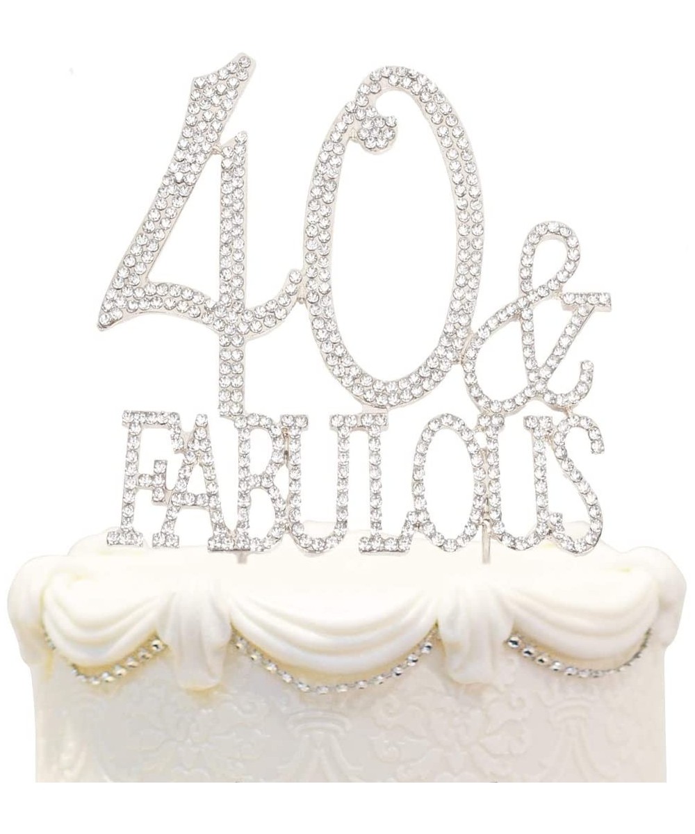 Bling Crystal Fabulous and 40 Birthday Cake Topper - Best Keepsake - 40th Party Decorations Silver - 40-fabulous-silver - CH1...