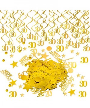 Happy 30th Birthday Decorations Supplies - Gold Glitter 30Pcs Hanging Swirls & 20g 30 Happy Birthday Circle Star Confetti - 3...