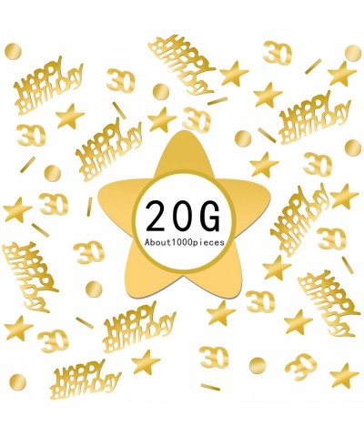 Happy 30th Birthday Decorations Supplies - Gold Glitter 30Pcs Hanging Swirls & 20g 30 Happy Birthday Circle Star Confetti - 3...