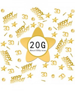 Happy 30th Birthday Decorations Supplies - Gold Glitter 30Pcs Hanging Swirls & 20g 30 Happy Birthday Circle Star Confetti - 3...