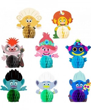 Trolls Honeycomb Centerpieces- 8PCS Table Topper for Birthday Party Decoration- Double Sided Cake Topper Party Favor- Party S...