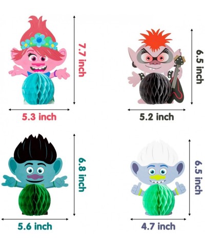 Trolls Honeycomb Centerpieces- 8PCS Table Topper for Birthday Party Decoration- Double Sided Cake Topper Party Favor- Party S...