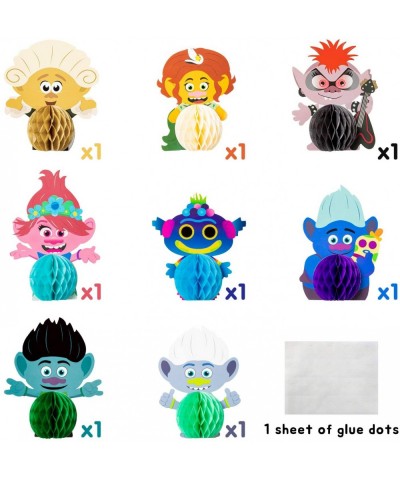 Trolls Honeycomb Centerpieces- 8PCS Table Topper for Birthday Party Decoration- Double Sided Cake Topper Party Favor- Party S...