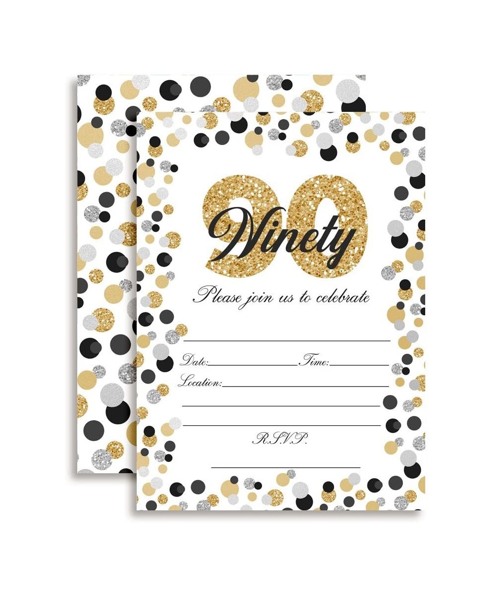 Confetti Polka Dot 90th Birthday Party Invitations- 20 5"x7" Fill In Cards with Twenty White Envelopes by AmandaCreation - CK...