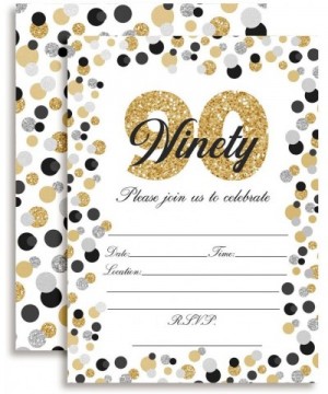 Confetti Polka Dot 90th Birthday Party Invitations- 20 5"x7" Fill In Cards with Twenty White Envelopes by AmandaCreation - CK...