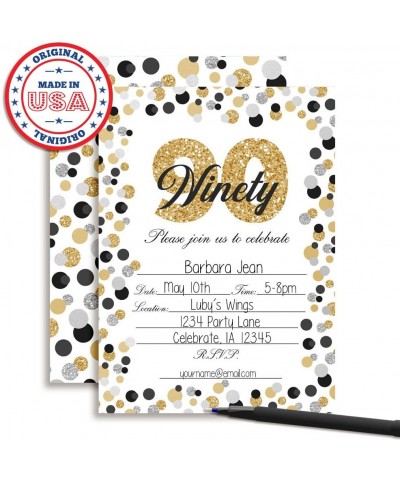 Confetti Polka Dot 90th Birthday Party Invitations- 20 5"x7" Fill In Cards with Twenty White Envelopes by AmandaCreation - CK...