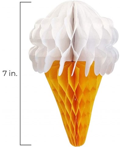 7inch Ice Cream Cone Shaped Tissue Honeycomb Decoration (Set of 3- White) - White - C018IDQL6N8 $7.42 Tissue Pom Poms