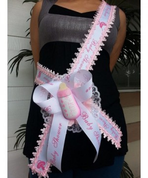 Welcome Baby Shower Mom To Be It's a Girl Sash Pink Bottle Ribbon and Corsage - CM12NT2AHT6 $15.70 Invitations