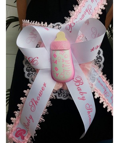 Welcome Baby Shower Mom To Be It's a Girl Sash Pink Bottle Ribbon and Corsage - CM12NT2AHT6 $15.70 Invitations