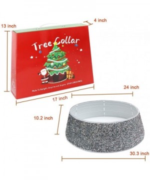 Christmas Tree Collar Shiny Grey Sequins- Xmas Tree Skirt Tree Ring with Gift Box Holiday Home Decoration - Grey - C319EK2S0O...