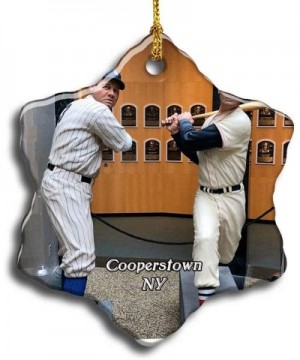 Cooperstown Baseball Museum NY USA America Christmas Ceramic Ornament Xmas Tree Decor Souvenirs Double Sided Snowflake Porcel...