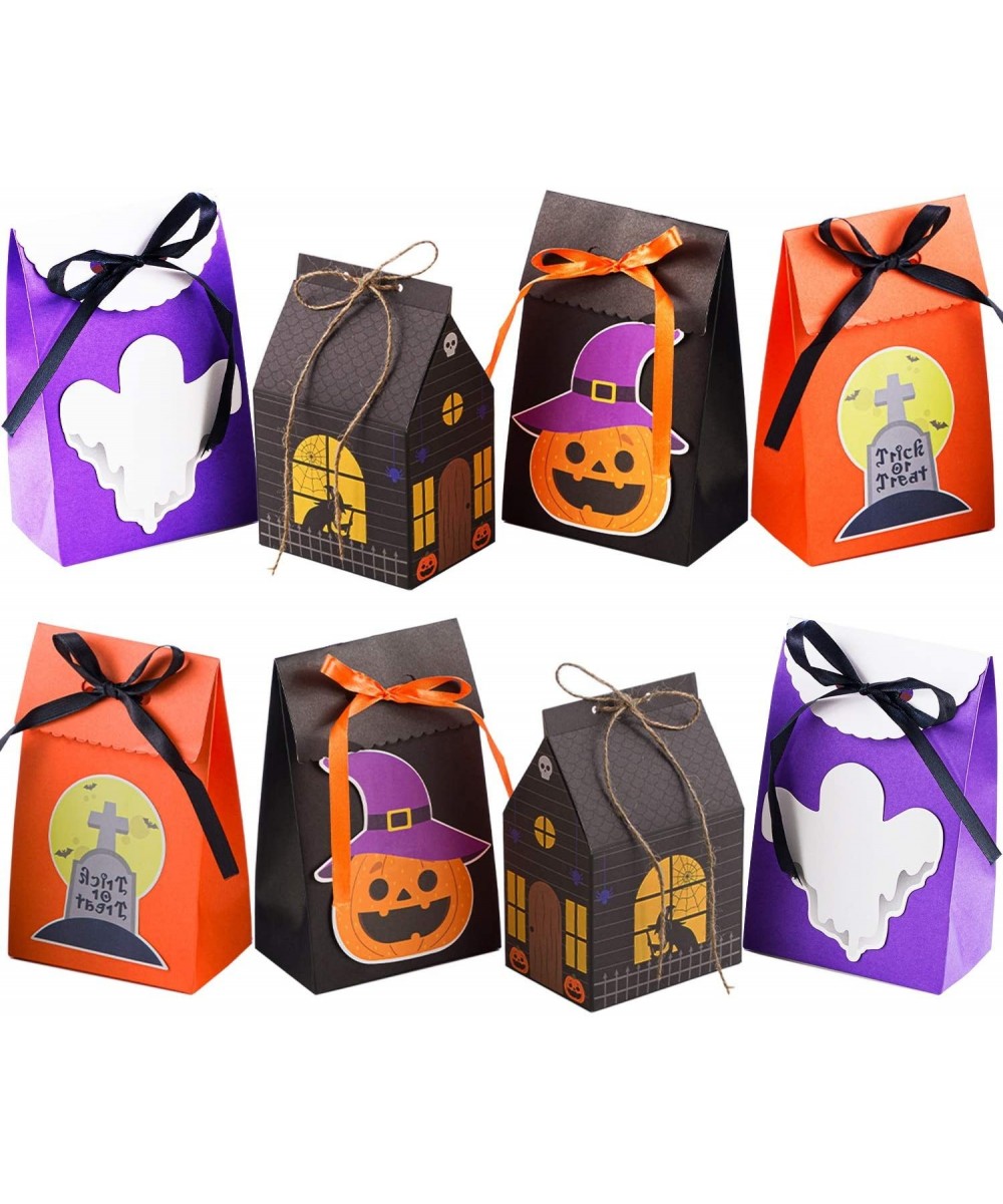 12 Pieces Premium Halloween Bags with Special Design Reusable Craft Gift Paper Boxes for Presents Bundle Trick or Treat Theme...