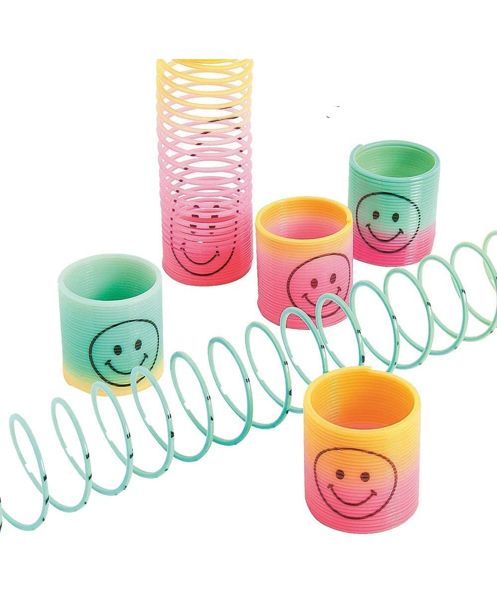 Plastic Mini Rainbow Smile Face Coil Springs 1.5 Inches - Pack of 12 - Cool Grinning Magic Coil Springs - for Kids Party Favo...