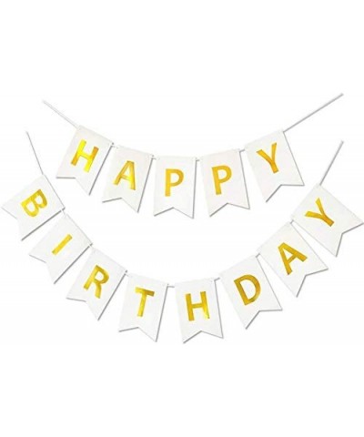 Large Happy Birthday Banner 6*8 inches- Happy Birthday Bunting Banner with Shiny Gold Letters- Birthday Party Decorations- Ve...