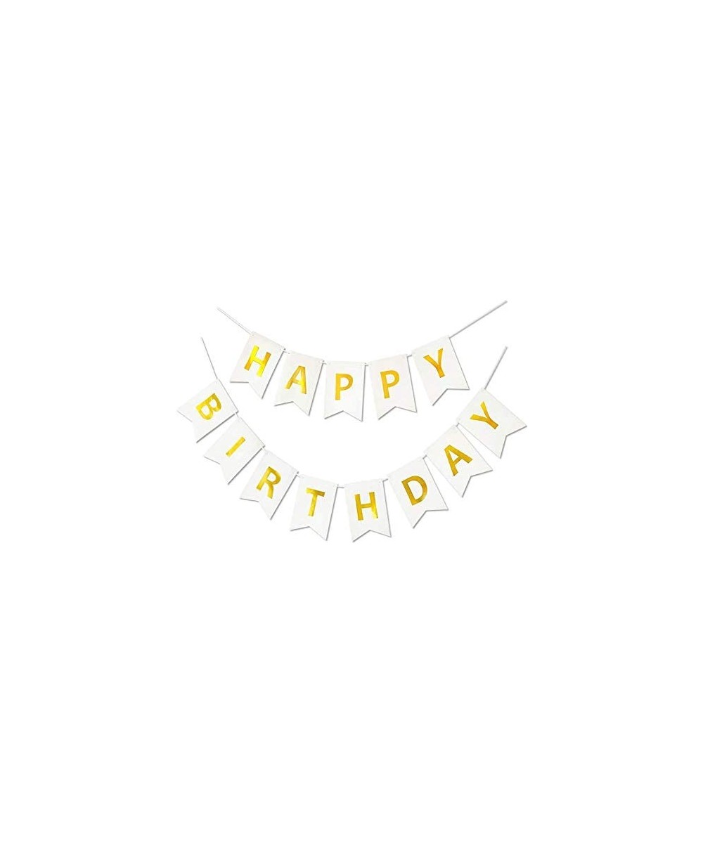 Large Happy Birthday Banner 6*8 inches- Happy Birthday Bunting Banner with Shiny Gold Letters- Birthday Party Decorations- Ve...