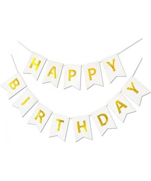 Large Happy Birthday Banner 6*8 inches- Happy Birthday Bunting Banner with Shiny Gold Letters- Birthday Party Decorations- Ve...