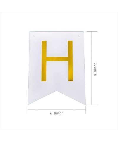 Large Happy Birthday Banner 6*8 inches- Happy Birthday Bunting Banner with Shiny Gold Letters- Birthday Party Decorations- Ve...