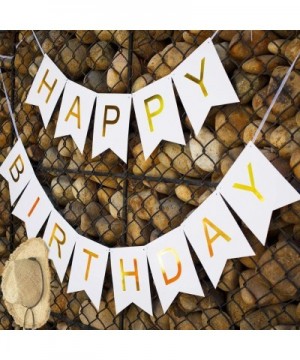 Large Happy Birthday Banner 6*8 inches- Happy Birthday Bunting Banner with Shiny Gold Letters- Birthday Party Decorations- Ve...