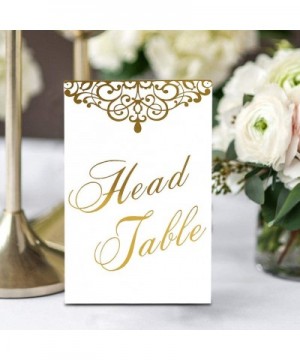 Gold Wedding Table Numbers 1-25 & Head Table Card- Double Sided Gold Foil Calligraphy Design Table Numbers for Wedding Recept...