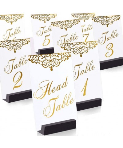 Gold Wedding Table Numbers 1-25 & Head Table Card- Double Sided Gold Foil Calligraphy Design Table Numbers for Wedding Recept...