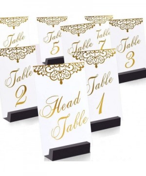 Gold Wedding Table Numbers 1-25 & Head Table Card- Double Sided Gold Foil Calligraphy Design Table Numbers for Wedding Recept...