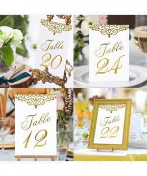 Gold Wedding Table Numbers 1-25 & Head Table Card- Double Sided Gold Foil Calligraphy Design Table Numbers for Wedding Recept...