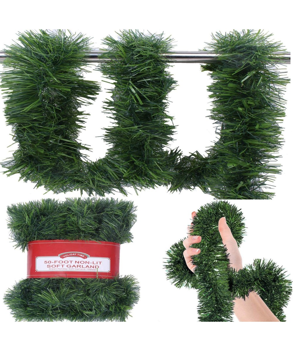 50 FT Non-Lit Classic Christmas Garlands-Green Holiday Soft Garland-15Meter - Green - CU18W8YQ3HZ $14.29 Garlands