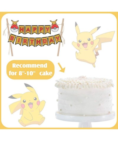 Pikachu Happy Birthday Gold Glitter Cake Bunting Banner Topper Perfect for Baby Shower Kids Birthday Party Decorations - 002 ...